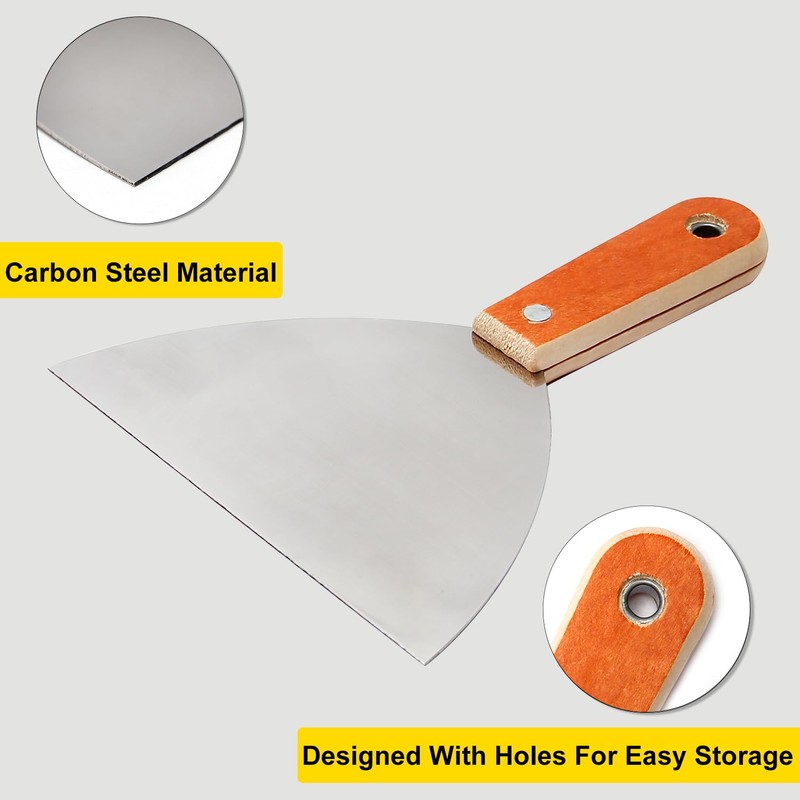 Utoolmart 2Pcs Putty Knife, 6 Inch Carbon steel Stiff Putty