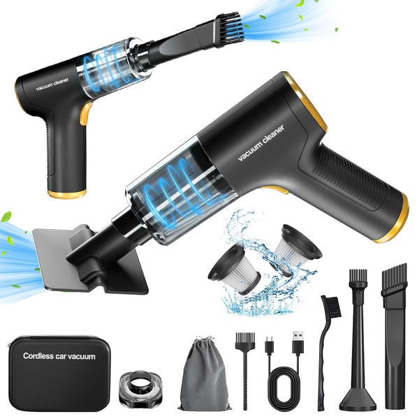 Cordless Car Vacuum, 3-in 1 Powerful Suction Vacuum Cleaner - 9000PA Rechargeable Portable Handheld Vacuum, Brushless Motor Mini Vacuum , Wireless Car Vacuum for Men, Women,Car,Computer,Home(Black)