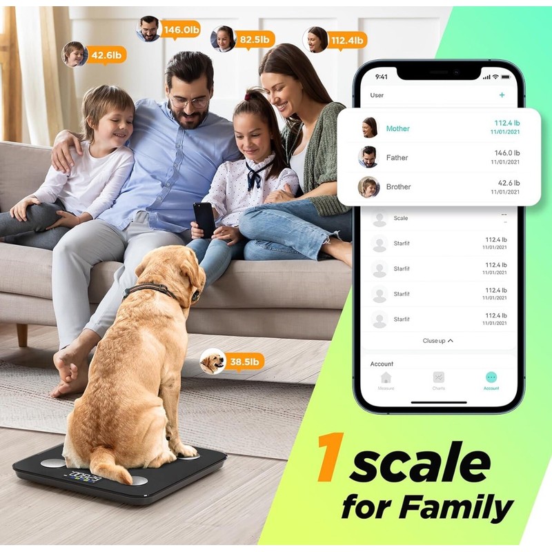 Runstar Smart Scale for Body Weight and Fat Percentage, Syncs