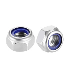 sourcing map Hex Lock Nuts - M14 x 2mm Stainless Steel Nylon Insert Self-Locking Nuts for Fasteners, 2Pcs Silver Tone