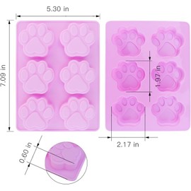 Cat Paw Chocolate Silicone Mold 2PCS-6 Cavity Puppy Dog Paw Shaped Candy Cookie Silicone Mould Ice Cube Tray Homemade Dog Treats Baking Tools