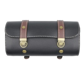 Krtopo Motorcycle Handlebar Bag Small, Vintage Saddle Bags Fork Bag Detachable Shoulder Strap Waterproof Motorcycle Front Storage Bag Container (Black)