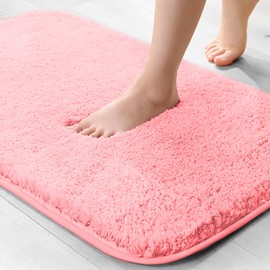 wyewye Microfiber Bath Mat 2cm Super Thick Super Absorbent Bathroom Rug Microfiber Bath Mat 40x60cm Pink