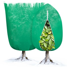 SAMORE 2 Packs 79" x 98" Plant Covers Freeze Protection 2.8oz/yd² Large Heavy Duty Tree Cover Winter Frost Protection for Outdoors Plants Fruit Tree Wrap Bag with Zipper & Drawstring Green