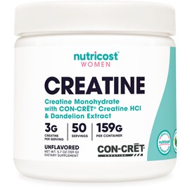 Nutricost Creatine Monohydrate Powder for Women, Micronized, Unflavored, 50 Servings - Vegetarian, Non-GMO, Gluten Free