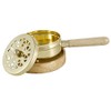 NKLaus 2217 Incense Pan Brass Golg with Wooden Coaster Frankincense