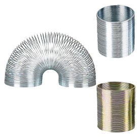The Dreidel Company Metal Coil Spring, Silver & Gold Metal Magic Springy Toy for Kids, Party Favor, Birthday Parties, Carnival Prizes, Goody Bag Filler, 2” Inches (2-Pack)