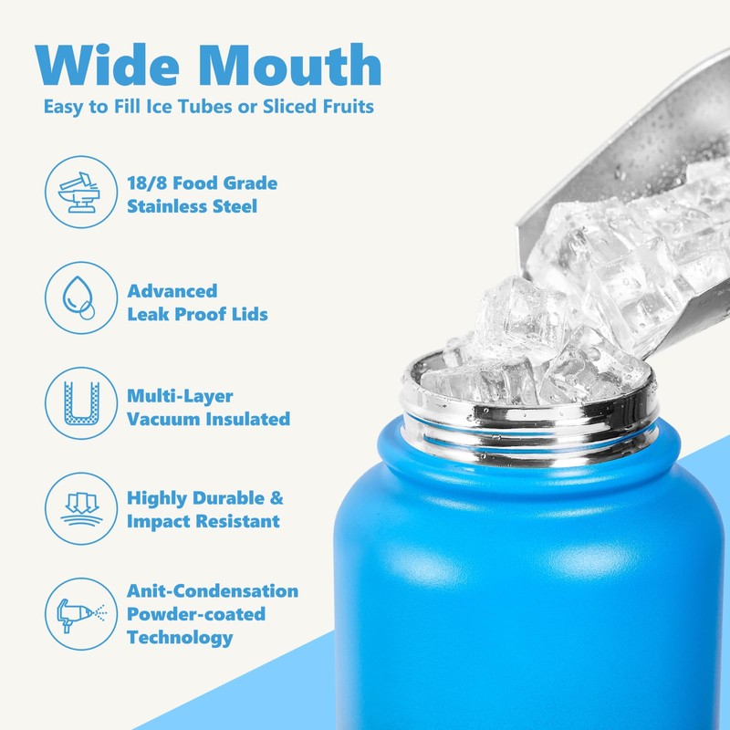EIPOSAU Insulated Water Bottle with Lid & Boot & Stickers,