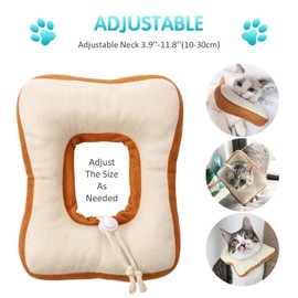Frienda 2 Pieces Adjustable Cat E-Collar Cat Elizabeth Collar Cute Toast Neck Cone Collar Adjustable Cat Cone Collar with Soft Edge for Kitten and Cats