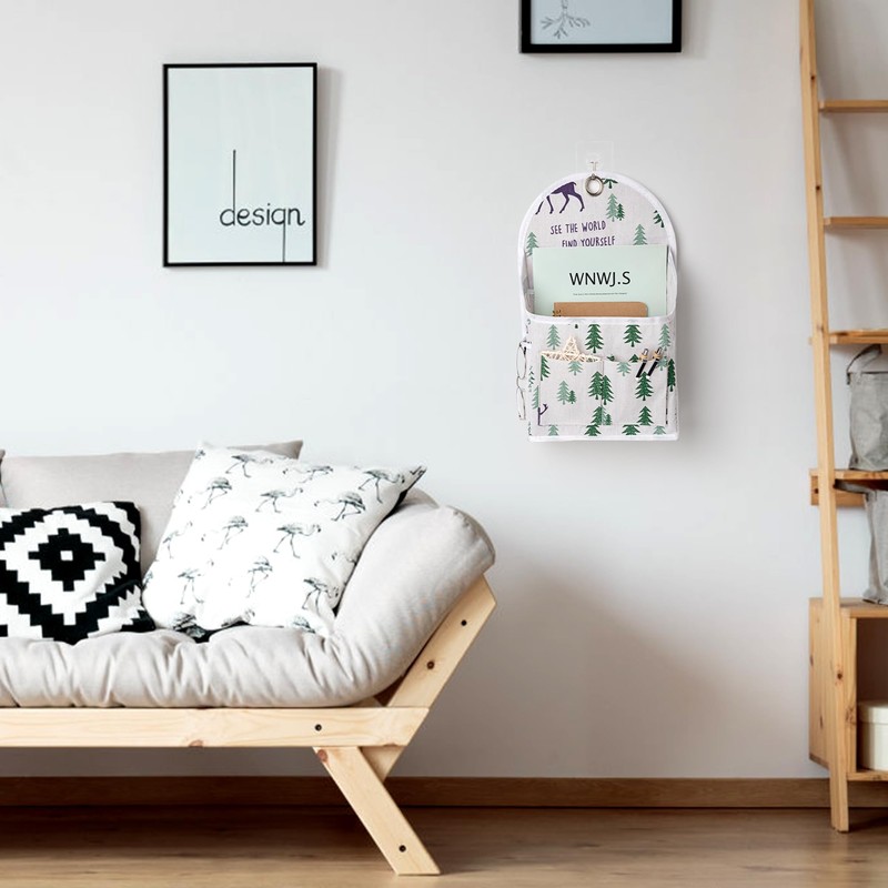 Jeesblsy Wall Mounted Storage Bag, Fabric Storage Bedside Table Door