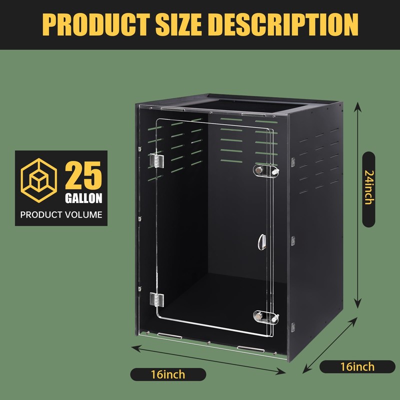maiyuolg Reptile Tank 16x16x24 Terrarium – PVC Reptile Enclosure for