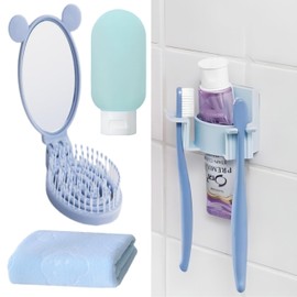 Folding Travel Mirror Hair Brushes -Hair Comb Compact Travel Size Massage Comb for Women and Girls (Blue)