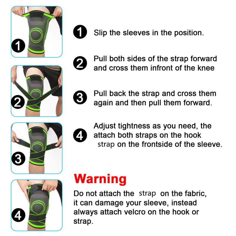 Knee Supports 2 Pack Knee Brace with Adjustable Strap Compression
