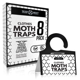 Clothing Moth Traps - 8 Pack - Non Toxic Moth Traps for Clothes with Pheromone Attractant - Odorless Sticky Trap for Closet, Carpets