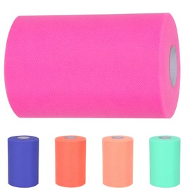 Glarks 1Roll 15CM x 91.44M Peach Tulle Fabric Roll, Tulle Organza Fabric Spool for DIY Tutu Skirt Baby Shower Decor Wedding Backdrop Crafts Birthday Party Supplies