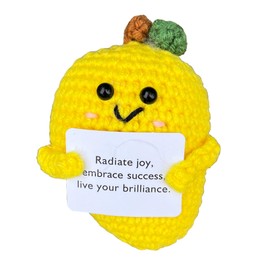 PLWalker Emotional Support Mango Gifts Crochet, Positive Fruit Cute Funny Cool Office Desk Decor Decorations for Her Women Men (Mango-1)