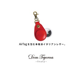 Dom Teporna AirTag Compatible Case, Italian Leather, Genuine Leather, Full Protection, Scratch and Rubbing Resistant, Anti-Loss AirTag Compatible Cover, Keychain, Key Ring, Black