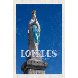 Ontrada Blechschild 12x18cm gewölbt Heiligtum Frau von Lourdes Kirche Schild