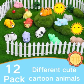 Steemjoey Pack of 12 Squishy Kawaii Toys, Anti-Stress Squeeze Mini Squishy Animal Toy, Squishy Slow Rising Stress Relief for Children, Birthday Party Favours, Goodie Bag Stuffe