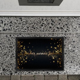 speecheese Happy New Year in Gold and Black Doormat 35 x 50 cm for New Year's Eve with Stars and Beautiful Lettering as Decoration for Your Home for the New Year