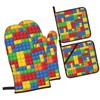 Colorful Bricks Oven Mitts and Potholders Professional Heat Resistant Cotton