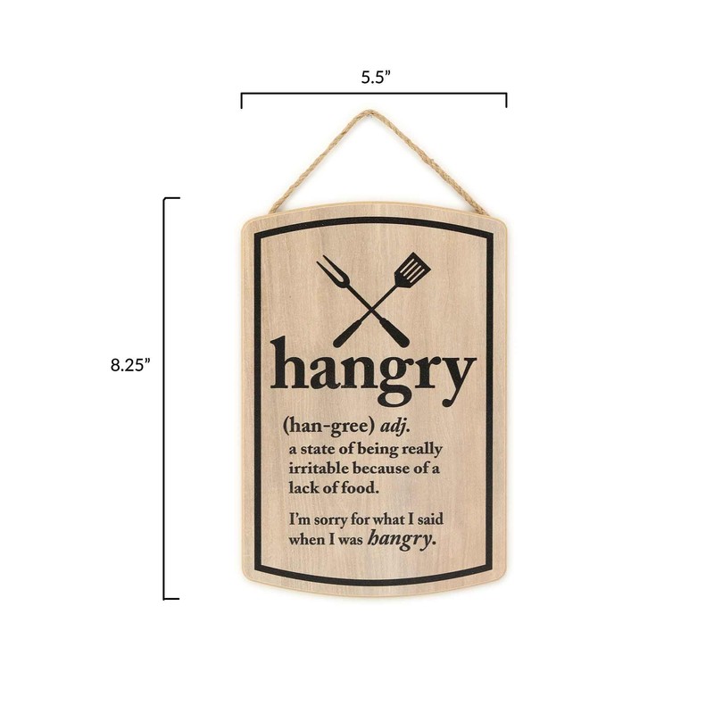 Hangry Definition Wood Wall Decor - Funny Hanging Sign for