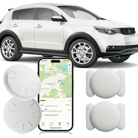 Hongtop Tracker Device for Vehicles,No Subscription GPS Car Tracker Works with Apple Find My(iOS Only),Anti-Lost Car Locator,Mini Hidden Car Tracker with Magnetic Case-White,2PCS