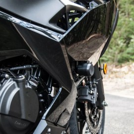 WOODCRAFT KAWASAKI 2024 NINJA 500 WOODCRAFT RACING FRAME SLIDERS - BLACK PUCKS