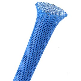 1/4" PET Expandable Braided Sleeving - Color: Neon Blue - Length: 10FT