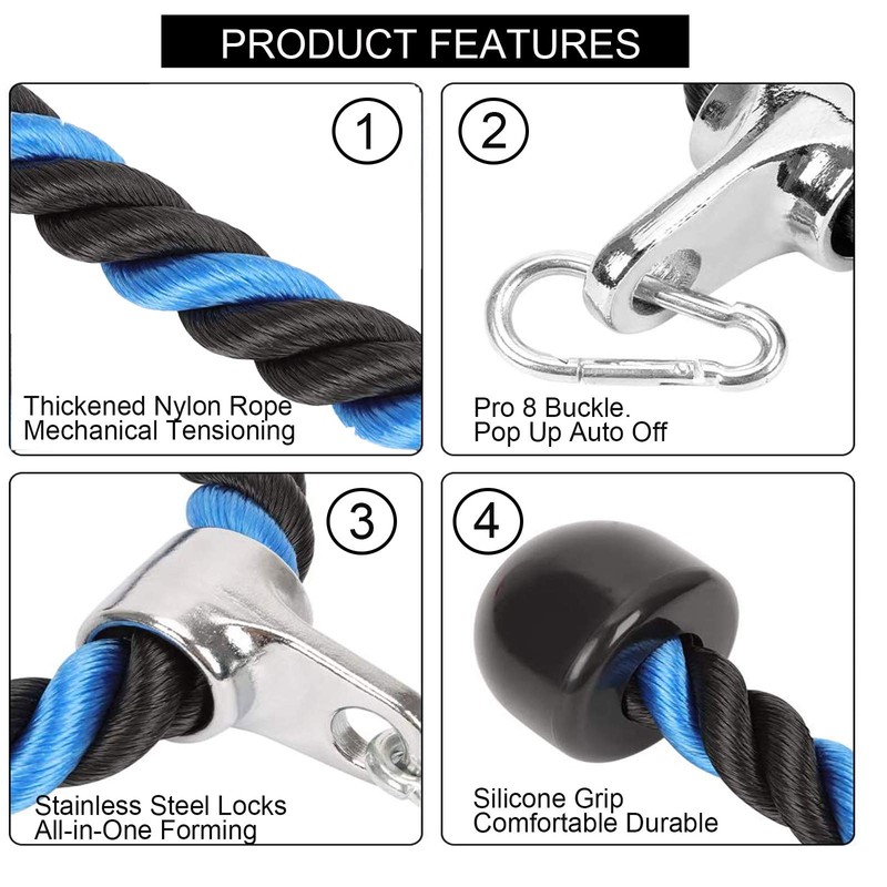 Tricep Rope Cable Attachment Pull Down 27 inch Heavy Duty