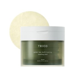 TRICO Green Tea Multi-Tasking Cooling Pad, 3-1 Korean Toner Pads with Depuffing, Cooling & Moisturizing Effects for All Skin Types - Green Tea Water from Jeju Island, Lemon & Honey Extract - 90 Pads