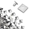 CooBigo 100 Sets 12mm Square Pyramid Rivet, Silver Metal Spike