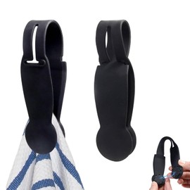 LIMEOW 2 x Black Magnetic Towel Rail, Towel Clips, Towel Hanger, Towel Hanger Hooks, Hand Towels Suitable for Towel Rail and Stand, Towel Rail, Kitchen and Bathroom Accessories Us