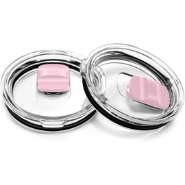 UWSTE 2 Pack Magnetic Slider Replacement Lid Compatible with Ember First and Second Generation Mugs 14 oz, Splash-Proof, BPA Free (Pink)