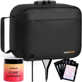 SafeDelux Carbon Lined Bag with Combination Lock, Airtight Zipper & Moisture-Proof Design, Large Capacity Travel Organizer - Great Lock Case for Outdoor (Black)