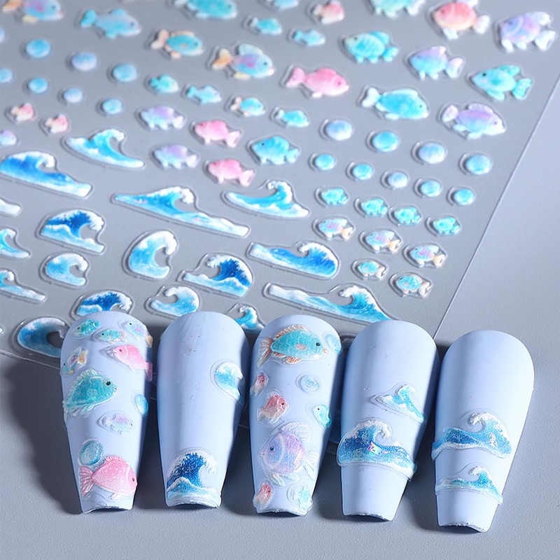IDDFEVE Embossed Summer Nail Art Stickers - 5D Beach Palm