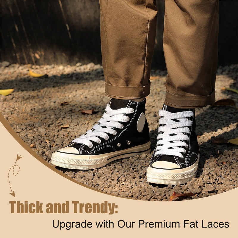 Stepace 5/8" Wide Fat Shoe Laces for Sneakers 2 Pairs