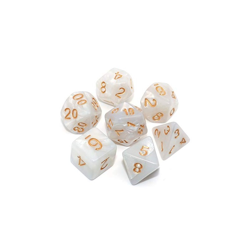 CREEBUY DND Dice Set Pearl White Games Dice for Dungeon