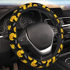 Cartoon Duck and Stars Steering Wheel Cover Non-Slip Auto Steering Wheel Protector Car Accessories Universal Fit 15 Inches for Men Women