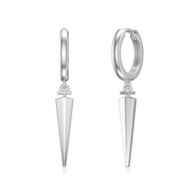 MEIDERBO Spike Earrings for Women 925 Sterling Silver Spiked Hoop Earrings Dagger Sword Earrings Punk Earrings Huggie Spiked Earrings Gifts for Women Men, Sterling Silver, No Gemstone