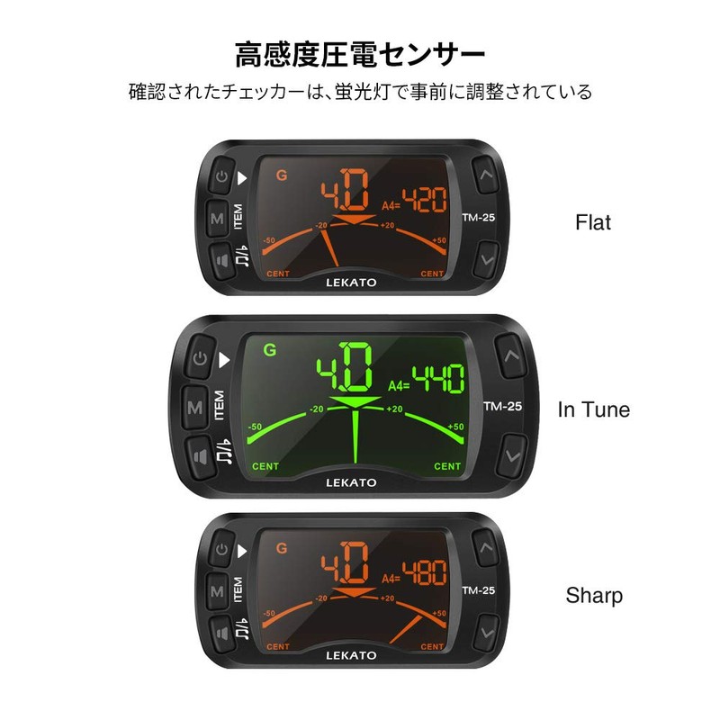 Clip-on Tuner, Metronome and Tone Generator, 3-in-1 Functions Can Be