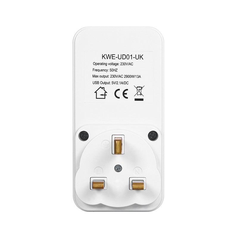 Countdown Timer Socket with 2 USB Ports 5V 2.1A Outlet