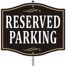 Reserved Parking Sign 12" x 10" With 28" Long Metal Stakes Reserved Sign With Stand Aluminum Outdoor Use Yard Business Sign