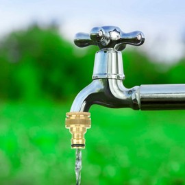 Jubaopen Brass Hose Connection Tap Connector Female Thread Tap Adapter 1/2 and 3/4 Male Thread Brass Garden Hose Pack of 5