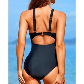 Tempt Me Traje de baño de una pieza con control de barriga para mujer, Negro, S