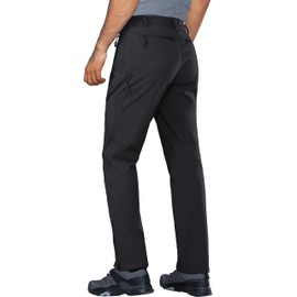 Stlight Mens Snow Ski Water Repellent Softshell Pants for Winter Hiking Fleece Lined Bottom Leg Zipper with 6 Zip Pockets(Black 38W/30L)