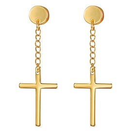 JewelryWe Religion Type Cross Stud Earrings For Women Men Gold Color Stainless Steel Earring Jewelry Boucle