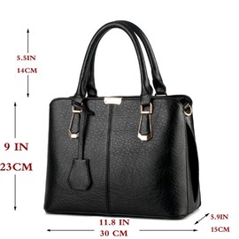 FiveloveTwo Women's Elegant PU Leather Shoulder Bag Shopper Top Handle Tote Bags Shoulder Bag Large Handbag and Purses, black