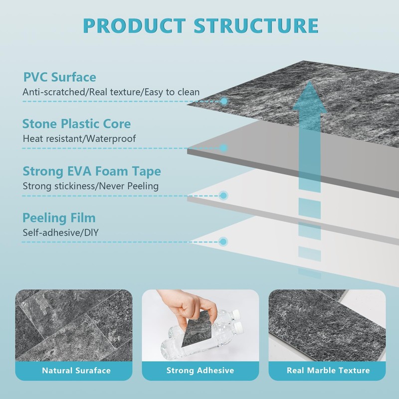 Vamos Tile 100 Pieces Peel and Stick Backsplash Tiles, 3"
