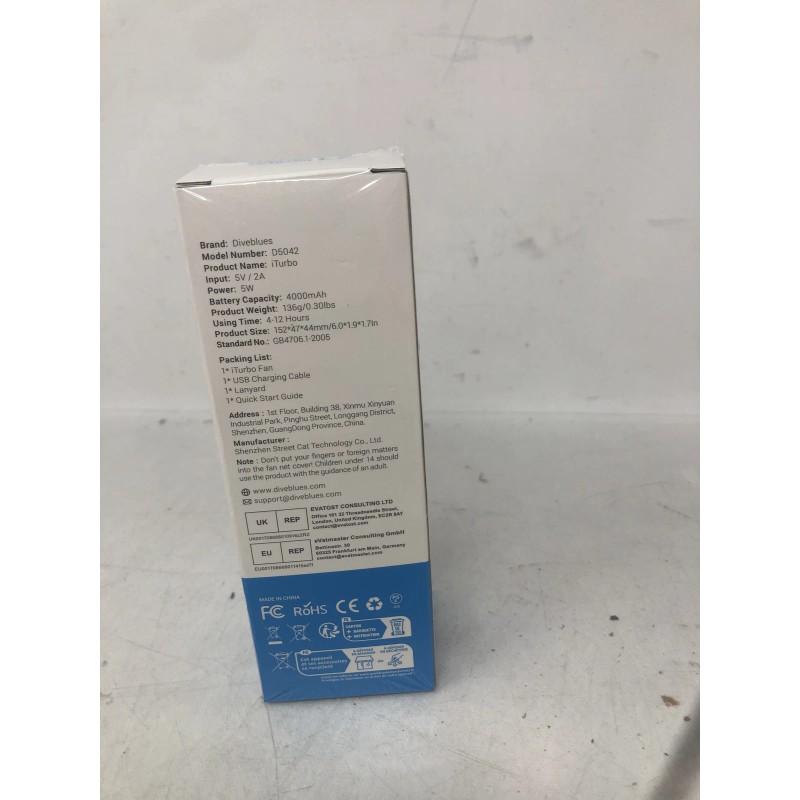 Diveblues Mini Portable Handheld Turbo Fan USB Rechargeable Cooling Fan